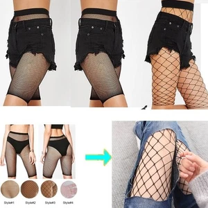 Damen High Waist Netzstrumpfhose Shorts Halb Leggings Durchsichtige Strümpfe - Picture 1 of 24