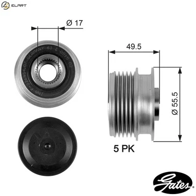 ALTERNATOR FREEWHEEL CLUTCH OAP7079 FOR MERCEDES-BENZ OM668.942/940/941 1.7L - Image 1 of 4