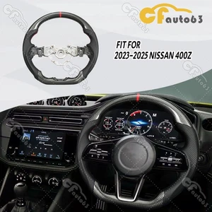Volante de fibra de carbono real apto para Nissan Z 400Z RZ34 2023-2025 puntada roja - Imagen 1 de 10