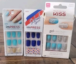 KISS imPRESS Color Prensado Uñas Cortas (Lote de 3) Gel Fantasía - Imagen 1 de 13