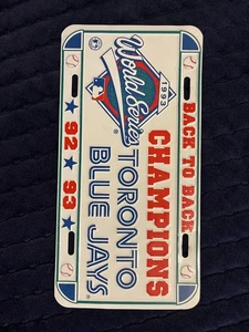 Vintage 92/93 World Series Champion Toronto Blue Jays Metal License Plate MLB - Picture 1 of 4