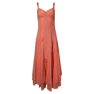 Vestido largo Charo Ruiz cuello en V en algodón para mujer coral Xs - Imagen 1 de 9