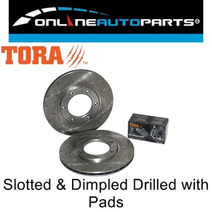 2 Slotted + Drilled Front Disc Rotors + Brake Pads for Patrol MQ MK 160 GQ Y60 - Picture 1 of 4