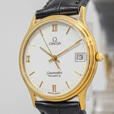 **NEAR MINT** Vintage OMEGA Seamaster Cal.1432 Quartz White Roman Dial 31mm Mens - Image 1 of 4