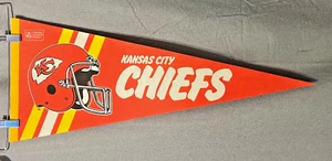 Vintage Kansas City Chiefs Pennant Flag - 1980s 29" Official NFL Football - Picture 1 of 2