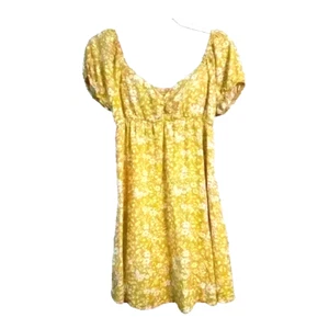 Abito da damigella Fashion Nova Babydoll giallo floreale fumè S Cottagecore Y2K - Foto 1 di 9