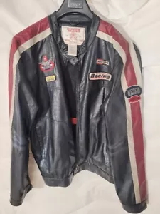 Guess jeans vintage 90s motorcycle jacket with patches. VG condition! - Picture 1 of 7