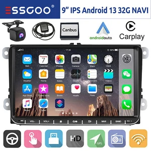 9" Autoradio Carplay Android 13 GPS 32G Cam Per VW GOLF 5 Polo Passat Tiguan EOS - Foto 1 di 15
