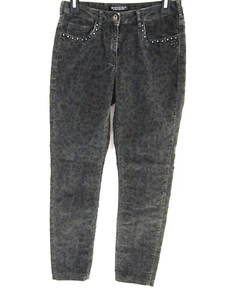 Maison Scotch Womens Corduroy Pants 27X32 Skinny Punk Radar Leopard Olive Studs - Picture 1 of 9
