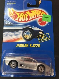 Hot Wheels Jaguar XJ220 BLUE CARD #203 SILVER BODY WITH ULTRA HOTS - Picture 1 of 3