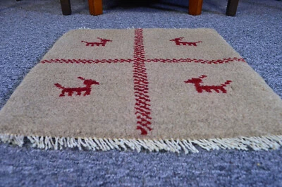 1英尺3英寸x1英尺3英寸东方Gabbeh传统手工打结部落羊毛烟熏小地毯 — 第 1/4 张图片