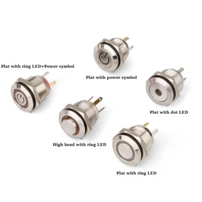 2Pcs 16mm Metal lighted button self-reset car modified panel start power switch - Image 1 of 4