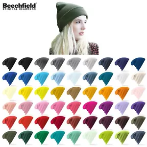 MEN'S WOMEN WINTER LONG HAT Beechfield Headphone Hat Winter 50 Colors - Picture 1 of 112