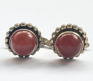 Beautiful Vintage Amber Cufflinks Silver 875 Soviet Union USSR - Picture 1 of 11