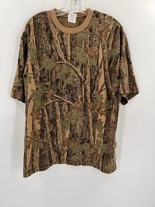 Horizon Trebark Camo Hunting T Shirt Size LARGE Brown Tree Green EXCELLENT COND - Picture 1 of 9