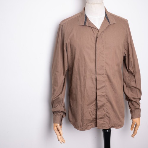 GIVENCHY Paris Camicia Uomo Marrone Colletto Relax Slim Fit Manica Lunga Abito 41 16