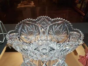 11-1/2" Banana Fruit Bowl oblong, American brilliant period cut glass Newark - Picture 1 of 24