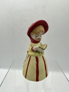 Campana de porcelana Merri Bells Jasco 1978 de colección con perro villano bisque sombrero rojo - Imagen 1 de 9