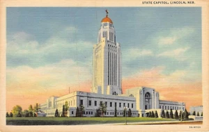 Postkarte NE: Nebraska State Capitol, Lincoln, Nebraska, Vintage Leinen 1940er - Bild 1 von 2