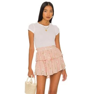 Minifalda LoveShackFancy con volantes ajustados XS nueva con etiquetas - Imagen 1 de 16