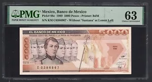 Mexico 5000 Pesos 1989 P88c Uncirculated Grade 63 - Picture 1 of 2