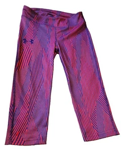 NWOT Under Armour Heatgear Girls Pink Purple Leggings Stretch UnderArmor Youth - Picture 1 of 9