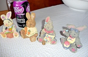 MINT in box NOS~vintage set of 4 polyresin EASTER BUNNY RABBITS - Picture 1 of 9