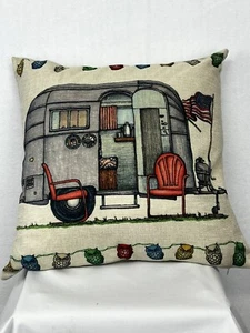 HAPPY CAMPER RV Pillow 18” X 18” Pillow Insert Included NWT - Picture 1 of 6