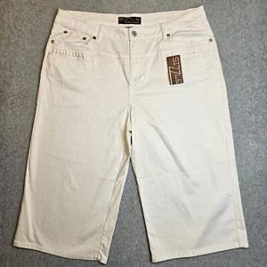 Sizzle Jeans Womens 16 Capri White Pockets Cotton Blend Stretch Preppy Nautical - Picture 1 of 15