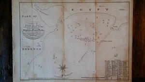 ANTIGUO MAPA GRÁFICO BAHÍA BEQUIS FLOTAS FRANCESAS INGLESAS BATALLA DEL NILO 1798 1823 - Imagen 1 de 12