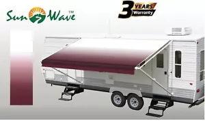 SunWave RV Awning Replacement Fabric 20' (Actual Width 19'2") Burgundy Fade - Foto 1 di 8