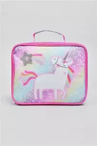 Unicorn Print Lunch Bag With Zipper & One carry Handle 3D Star New - Picture 1 of 4
