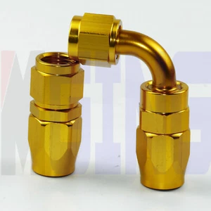 6an an6 Oil Gas Fuel Line Hose End Straight + 90 deg Fitting Adapter Kit Gold - Picture 1 of 5