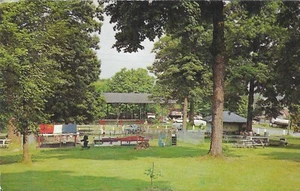 Vintage Ohio Chrome Postcard Cambridge City Park Picnic Area Playground - Picture 1 of 2