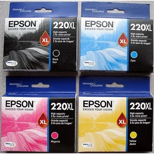 ORYGINALNE atramenty Epson 220 pełny zestaw 220XL czarny kolor WF 2630, 2650 2660 - Zdjęcie 1 z 7
