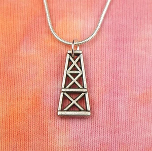 Oil Rig Derrick Necklace, men or women pick 16-36" chain Gas Drill Drilling nb - Picture 1 of 7