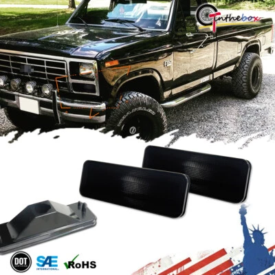 Smoked Lens Front Corner Signal Lights For 1980-1986 Ford Bronco F150 F250 F350 - Image 1 of 4
