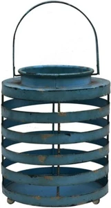 Vintage Metal Candle Lantern Rustic Hanging Candle Lanterns Decor Indoor(Blue) - Picture 1 of 6