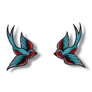 Parche pareja Golondrinas Old school tatoo Ropa Termoadhesivo Plancha Pajaro - Imagen 1 de 2
