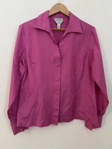 Blusa collezione Talbots pura 100% seta rosa bottoni davanti primavera Pasqua taglia 14 - Foto 1 di 6