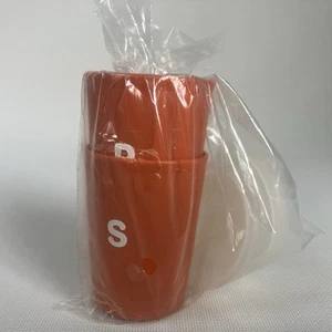 NEW Vintage Tupperware 3" Salt Pepper Shakers Orange Midget Picnic S&P 1503 NOS - Picture 1 of 10