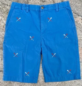 Vineyard Vines Lacrosse Stick Embroidered Shorts Boys 14 Bright Blue - Picture 1 of 3
