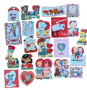 Vintage Lot 21 Valentinstag Karten mechanisch beflockt Pop Up groß unbenutzt - Bild 1 von 12