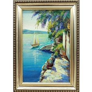 Seascape sailboat oil painting Original art Impressionism painting Boat 6x4 - Picture 1 of 8