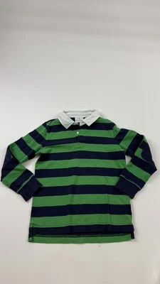 Camisa Hanna Andersson Niños 120 Verde Azul Marino Rayas Rugby Manga Larga Algodón Foto 1 de 4