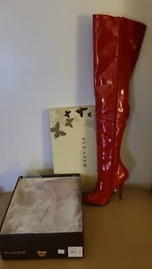 Thigh High Ladies Patent Boot In Red SEDUCE/3010 - Picture 1 of 3