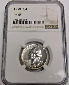 1959 P 25C PROOF Washington Quarter NGC PF 65 -*RAINBOW TONING*- - Picture 1 of 4
