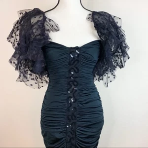 Vintage Womens TD4 by Eletra Ruched Sleeve Party Dress Size S - Picture 1 of 6