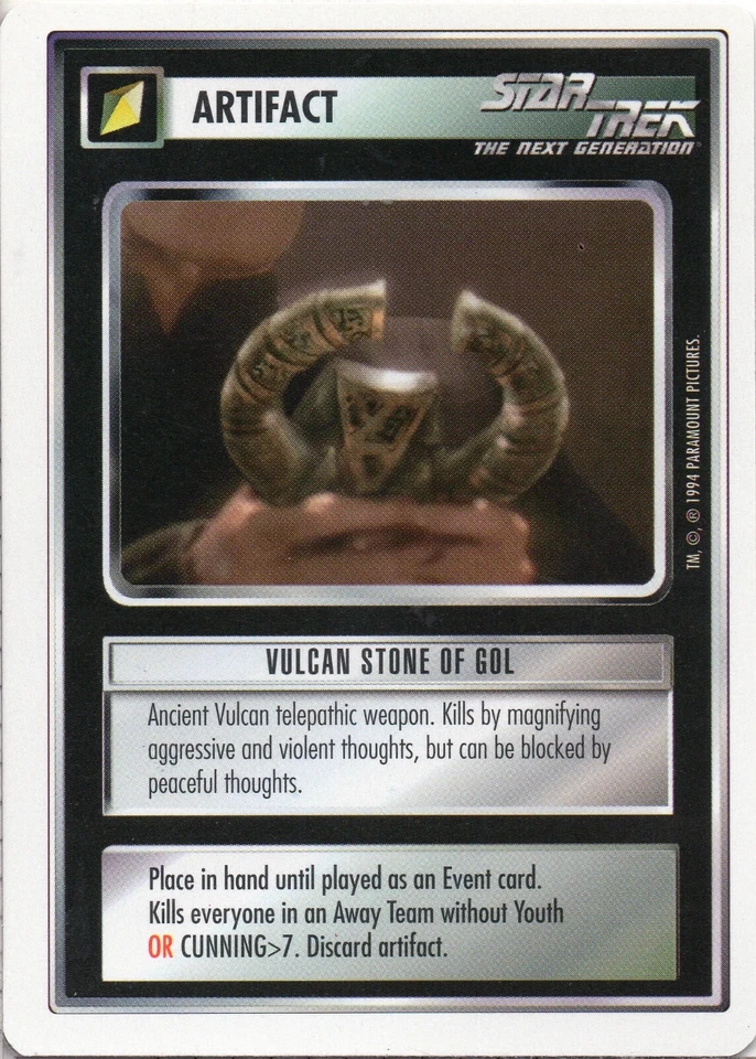 Star Trek CCG Vulcan Stone of Gol Near-Mint/NM Rare – Premier Alpha 1994 - Image 1 of 1