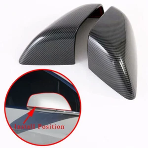 Accessories For Tesla Model X 17-22 Carbon Fiber ABS Rear View Mirror Cover Trim - Picture 1 of 7